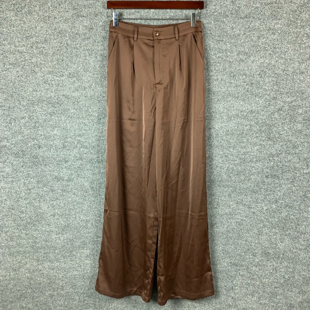 Peppermayo Satin Silk Set The Tone Dress Pants Brown Women’s Sz 4 Trousers